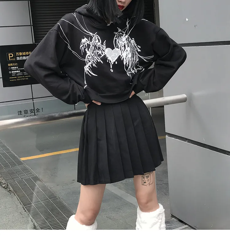 Harajuku Gothic Grunge Mechanical Rabbit Ears Hooded