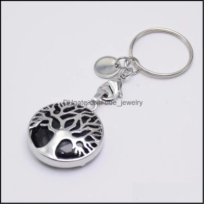 lobster clasp tree of life natural rose quartz gem stone key ring healing crystal keychain jewelry birthday keyrings gift