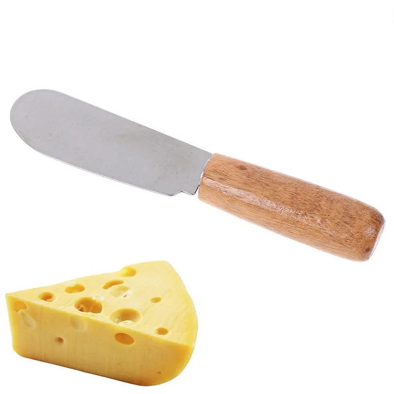 Stainless Steel Cutlery Butter Spatula Wood Butter Knife Cheese Dessert Jam Smear Knife Portable Travel Party Knife Breakfast Tool