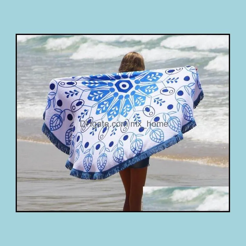 36 Types Summer Large Polyester Printed Round Beach Towels With Tassel Circle Beach Towel Serviette De Plage 150*150cm Free Shipping