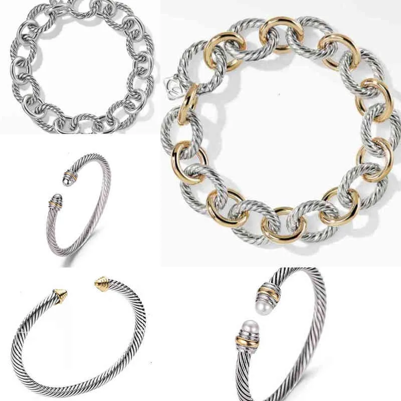 Jewelry Twisted Wire Bracelet Charm Bangle Gold Sliver Round Head Bracelets Women Fashion Versatile Platinum Plated Hemp Trend