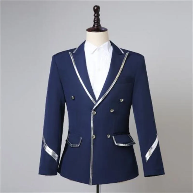 Herrdräkter Blazers Men's Set Performance Dress Host Stage Studio Theme Jackets Striped Clothes Costumes Hommes AVITI DA CERIMONIAMEN '