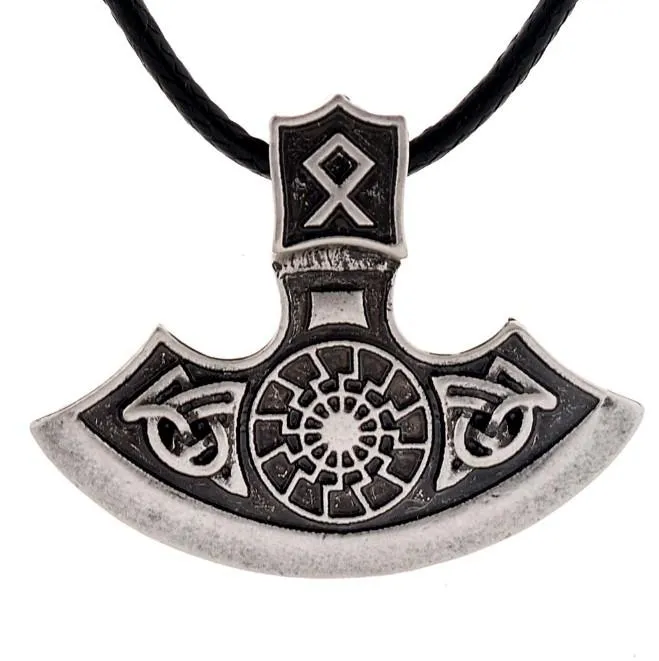 Naszyjniki wisiorek zabytkowe srebrne peryn topór wiking run symbol amulet męski szyja naszyjnik