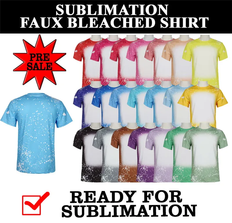 Outdoor T shirts Sports Wear Sublimation Bleached Cotton Thermal Transfer Blank Bleach Shirt Polyester T-Shirts For Adults Kids