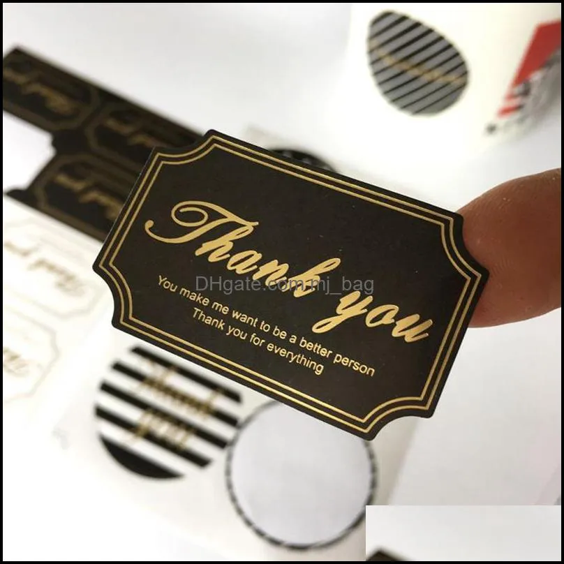 thank you sealing sticker round gold stamping self adhesive diy gift packing decorative baking label paster wrapping stickers envelope