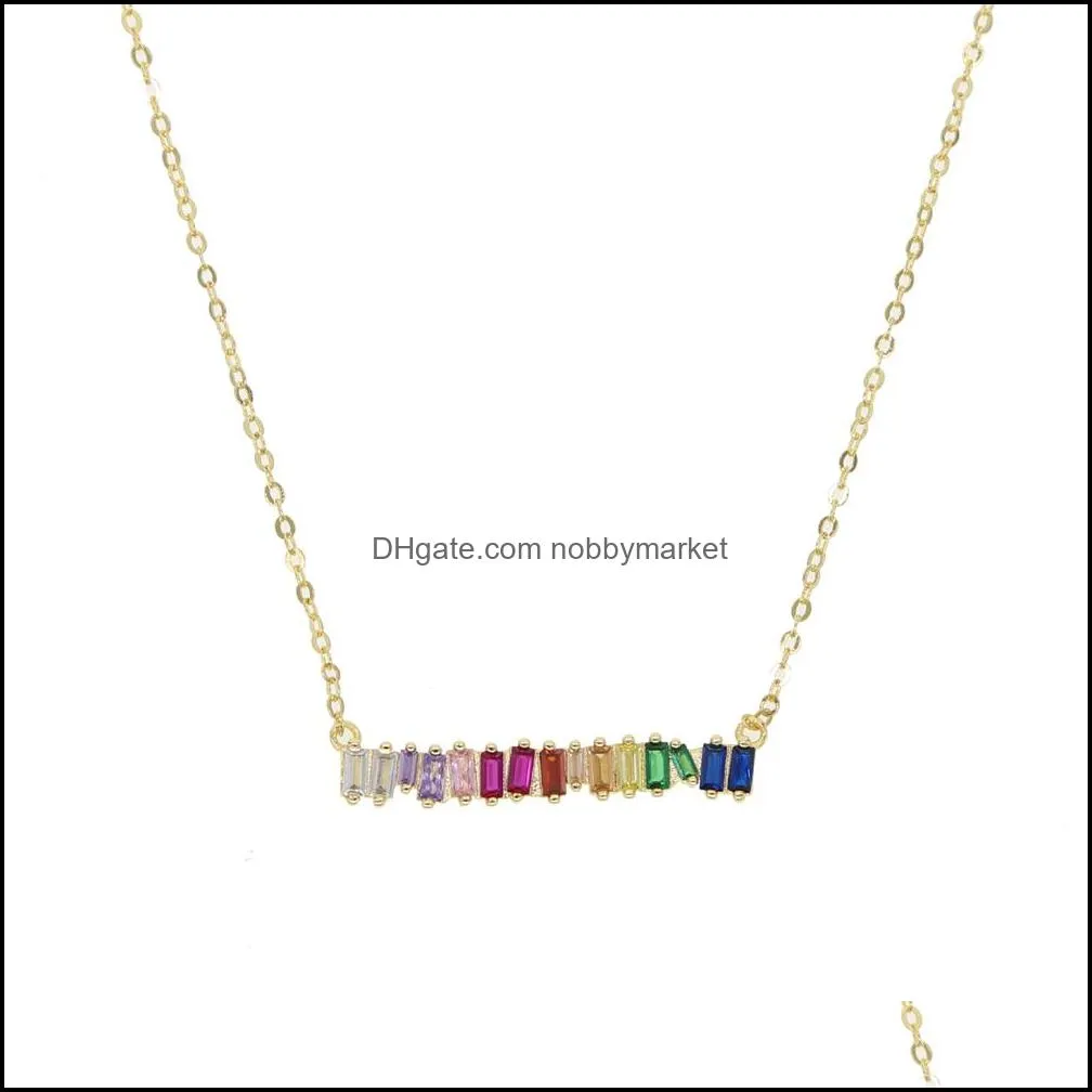 2018 fashion rainbow jewelry gold plated colorful cubic zirconia trendy gorgous women jewelry set baguette cz earring necklace ring