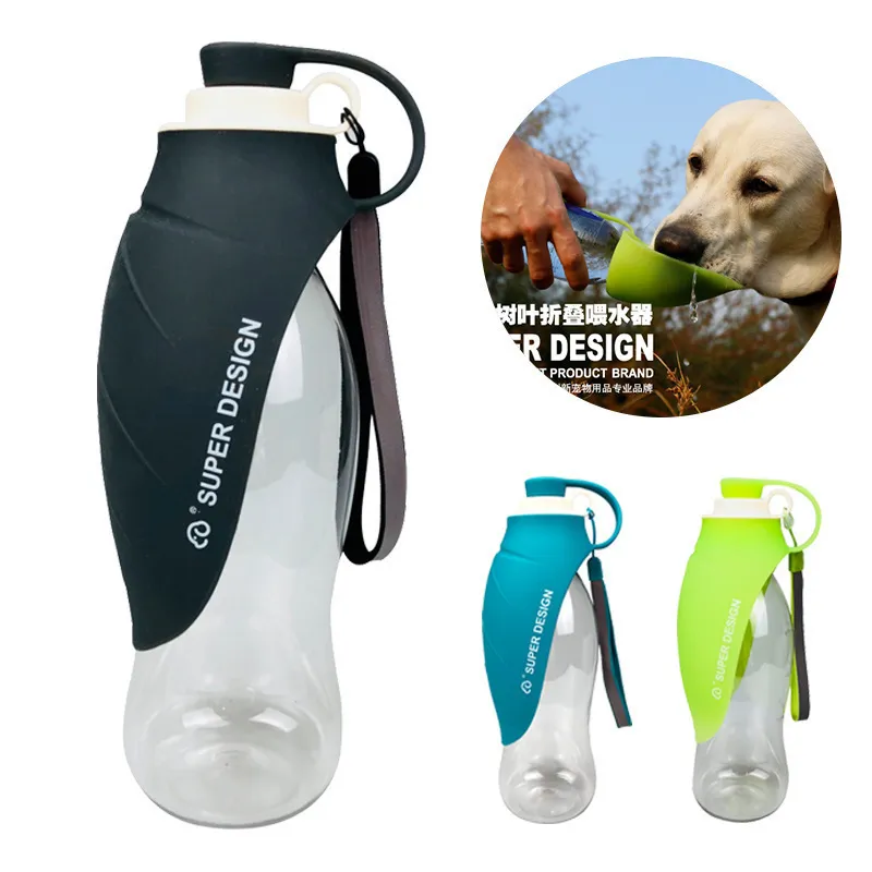 580ml Sport portatile Pet bottiglia d'acqua per cani in silicone morbido Ciotola per cani da viaggio per cucciolo di gatto che beve all'aperto Dispenser Feeder Y200917
