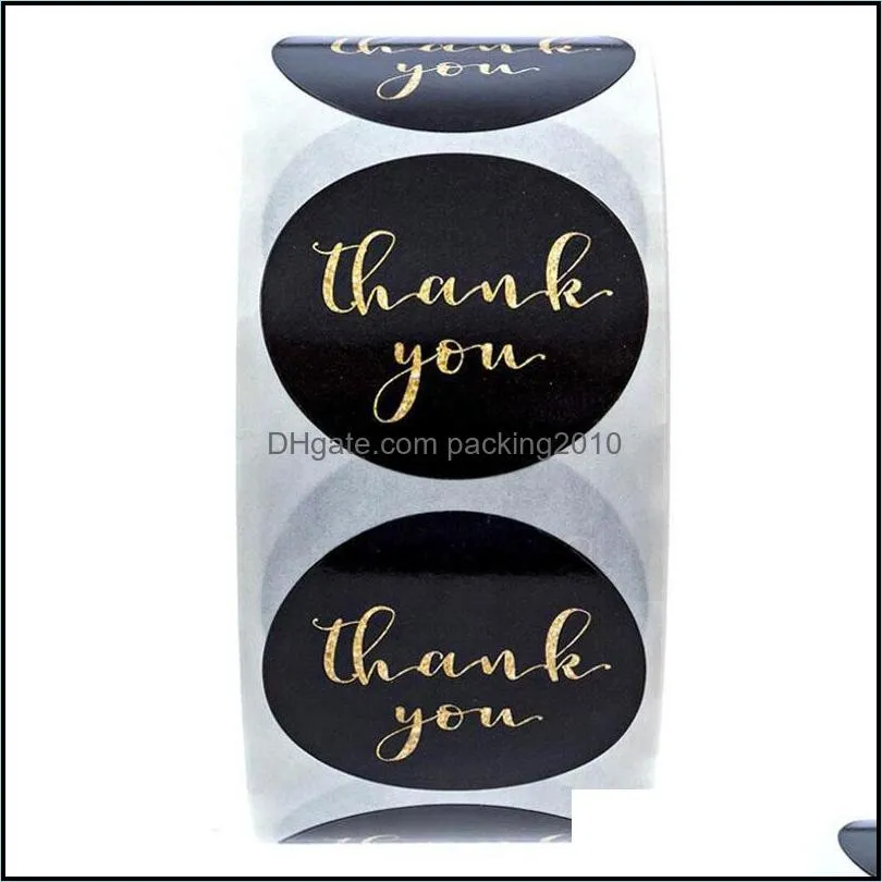 500pcs/roll Thank You Sticker Packaging Paper Different Color Kraft Seal Label Stickers DIY Gift Decoration and Cake Baking Package diameter 1 inch