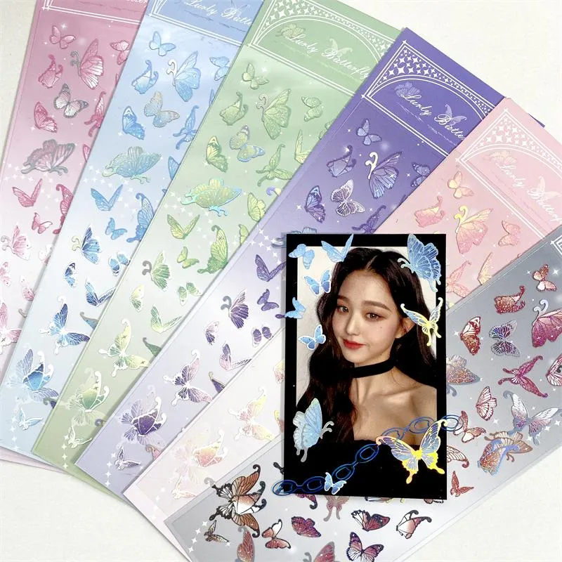 Embrulhado de presente papelaria coreana Kawaii Butterfly laser adesivo Diy Scrapbooking