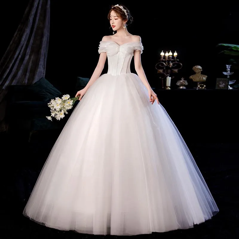 Autres robes de mariée hors épaule à volants pli plissé robe de bal robe de mariée à lacets robes de princesse sur mesure GelinlikAutre