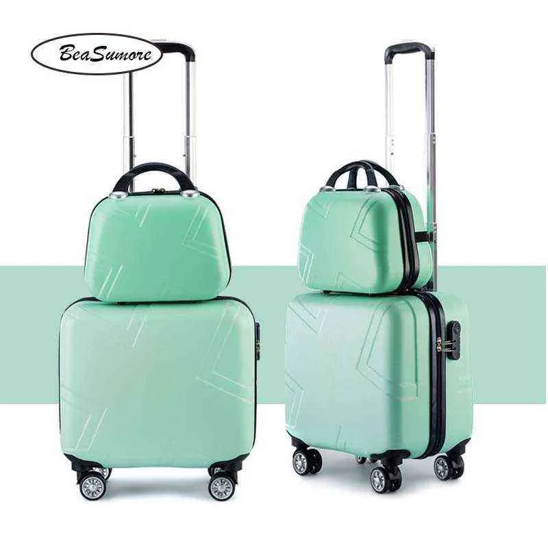 Beasumore Inch Korean Rolling Bagage Sets Spinner Women Fascase Wheels Studenter Lösenord Travel Cabin Trolley J220707