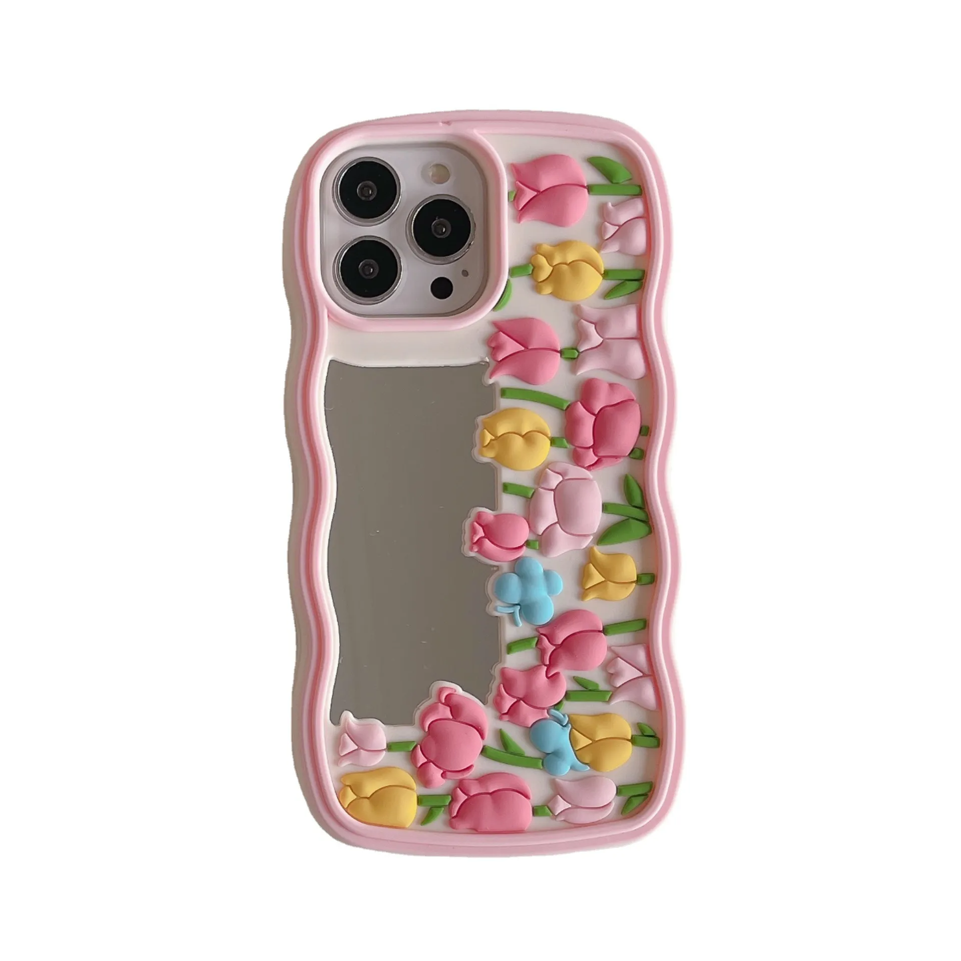 3D Tulip Mirror Silicone Téléphone Cas Pour Iphone 13 11 12 Pro Xs Max Xr Couverture De Mode De Luxe Antichoc Anti Chute