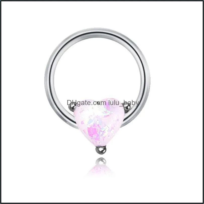 316l stainless steel cz septum piercing clicker ring gem heart nose rings hoop for women and teen girls