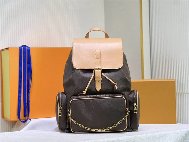 Mochila trio de luxo designer bolsa de corrente dourada M44658 herança modernidade tela Eclipse com uma variedade de toques de assinatura imaginativos
