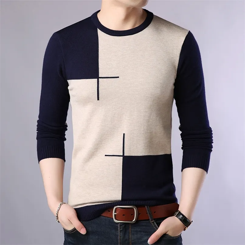 Otoño Casual Hombres Suéter O-Cuello Slim Fit Knittwear Mens Suéteres Jerseys Jersey Hombres Pull Homme M-3XL 220815