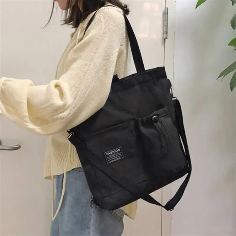 Women Canvas Bag Design Zipper Shoulder Female Reusable Large Capacity Shopper Tote Ladies Eco Cloth Shopping s 220611