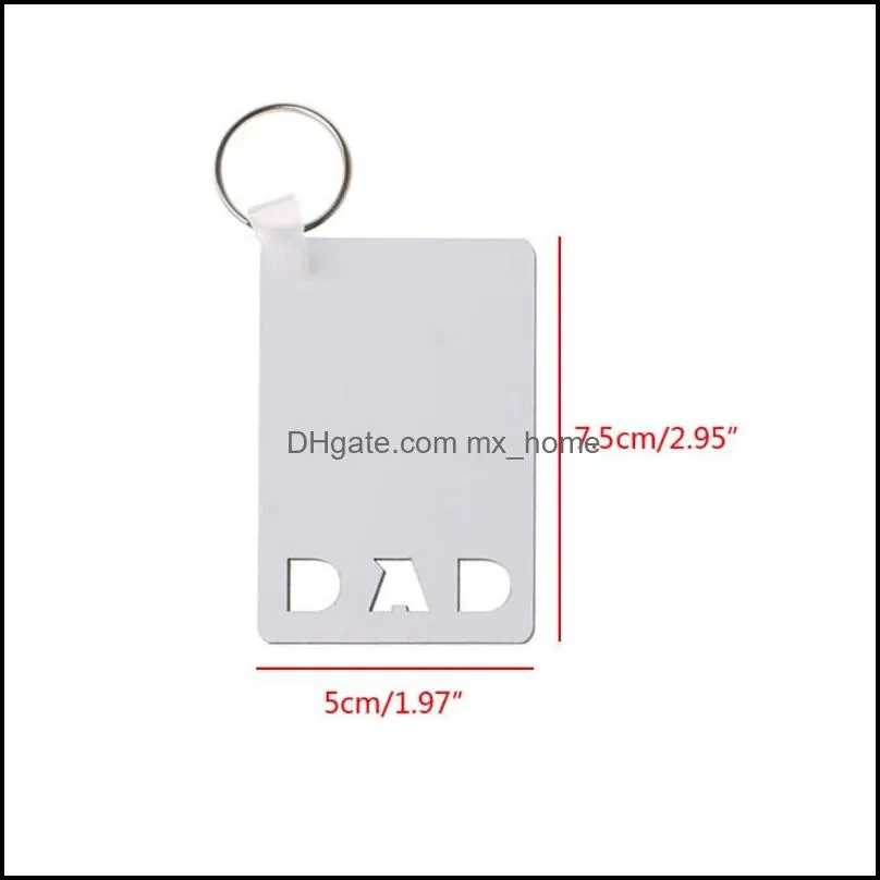 sublimation blank keychain pendant christmas mdf double sided printing heat transfer key chainluggage decoration keyring diy birthday gift dad mom baby