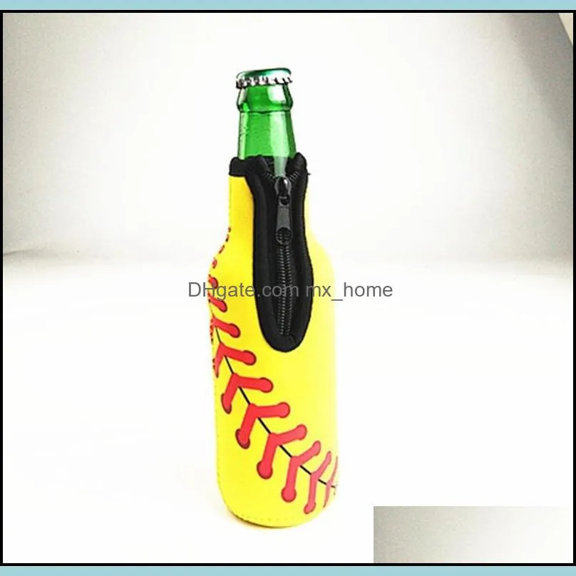 beer bottle sleeve neoprene baseball single pack zipper soft drinks covers with stitched fabric edges bottle bags bareware tool