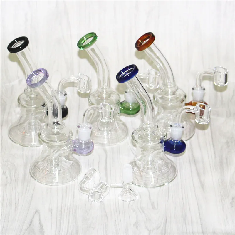 7.4 Inch Hookahs Mini Oil Dab Rigs Glass Bong 14mm Female Joint Bongs Water Pipe With 4mm Quartz Banger