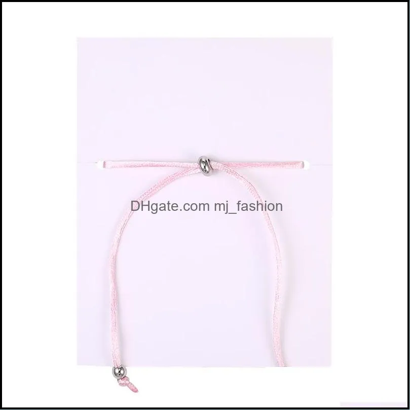 trendy pink ribbon breast cancer bracelet pendant bracelet make a wish card by hand friendship jewelry for women-y