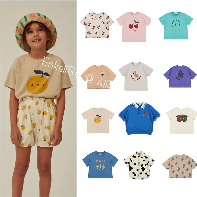 Enkelibb نوصي بشدة للأطفال للجنسين الصيفية T Shirt قصيرة الأكمام كارتون نمط العلامة التجارية مصمم الملابس قمم بوي غير رسمي 220426
