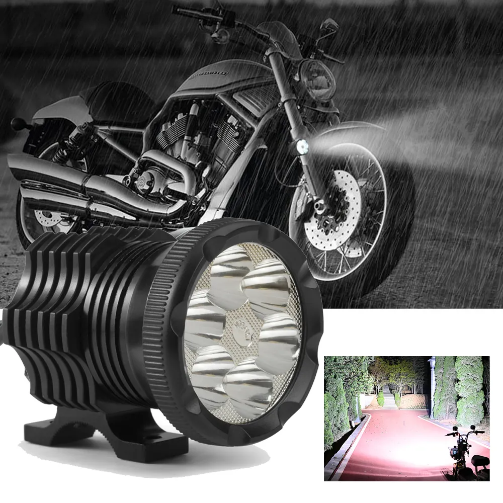 Motorcycle LED light Spotlight Headlight LED Lens Hi/Low beam Driving Spot Fog Lights External farol auxiliar moto 12V Car