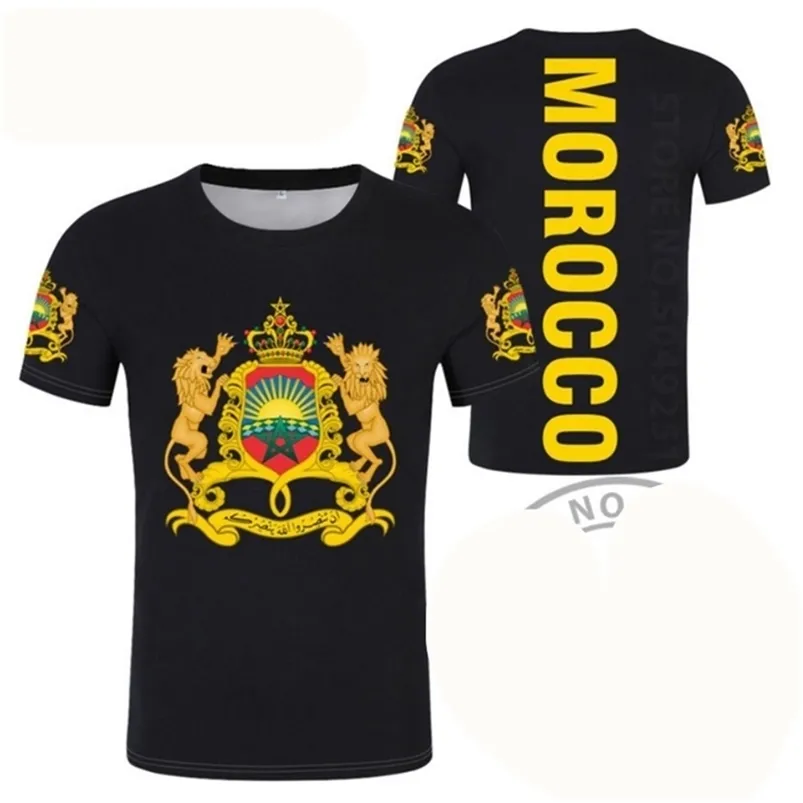 MAROC T-shirt Diy Gratuit Personnalisé Nom Numéro Mar t-shirt Nation Drapeau Ma Royaume Arabe Pays Arabe Texte Imprimer P o Vêtements gx220616