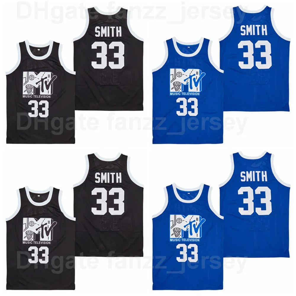 Movie Basketball Music Television #33 Will Smith Jerseys MTV First Annual Rock N Jock BBall Hip Hop Breathable High School HipHop Blue Black Team Color Good Quality