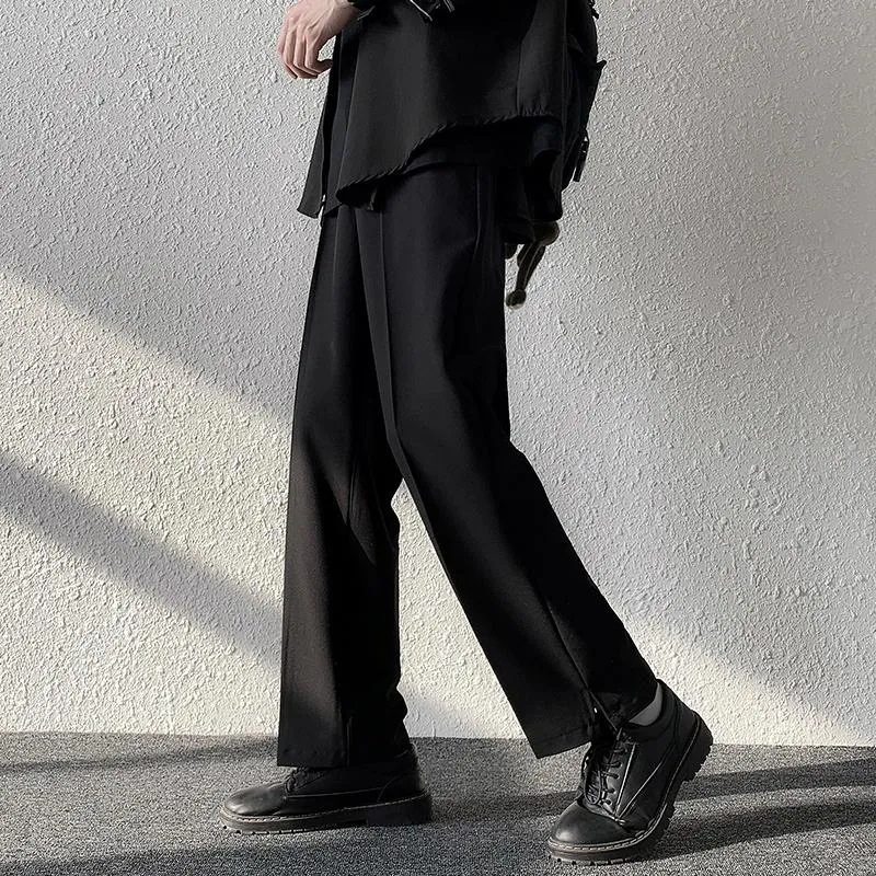 Garnitury męskie Blazers Summer Black Suit Pants Men Fashion Society Dress Dress Korean Loose Casual Straight Office Formal Spodsmen's