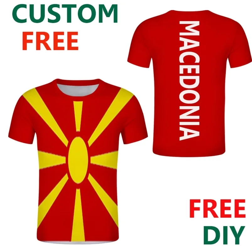 T-shirt personnalisé avec emblème de drapeau, bricolage gratuit, MKD, nom de pays, numéro, 220616gx