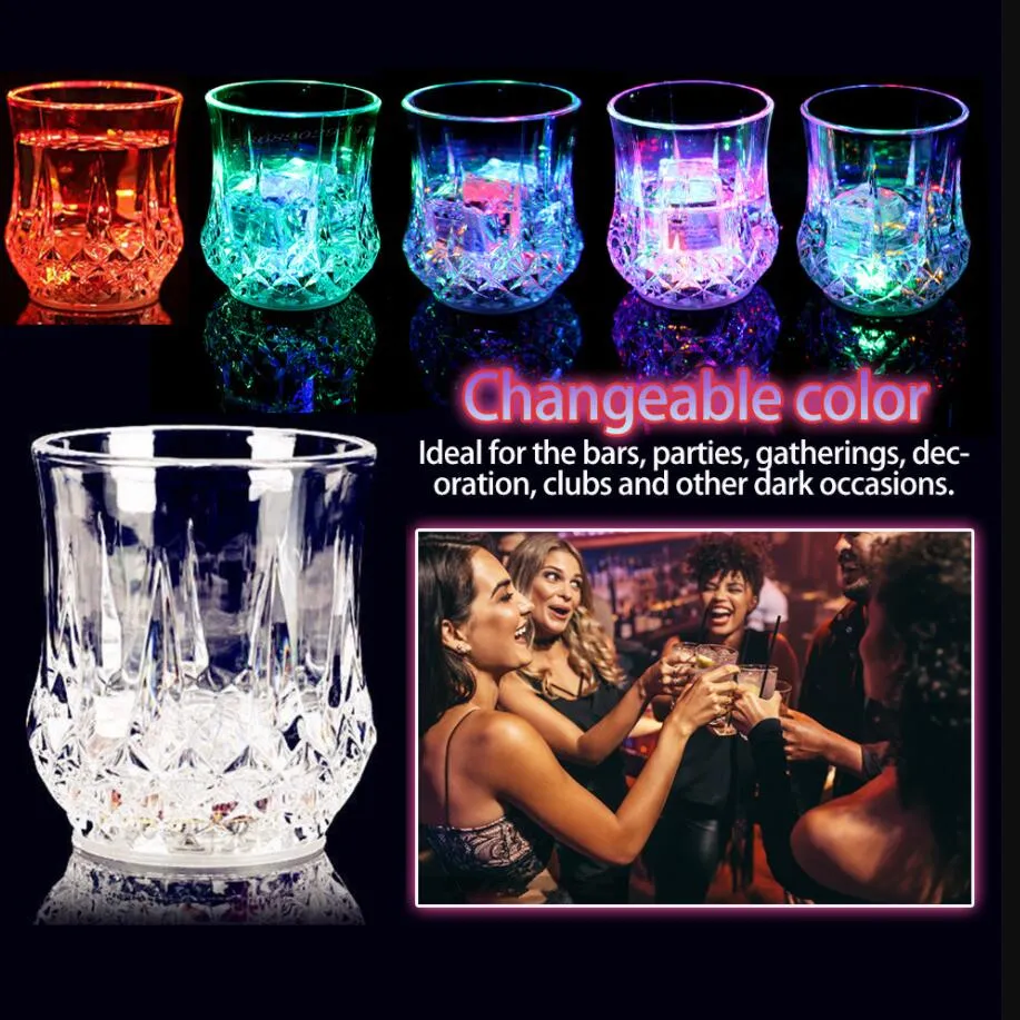 LED Flashing Glass Pineapple Glasses Red Wine Beer Whiskey Glass Water Beverage Automatic Luminous Cup Party Decor Supply