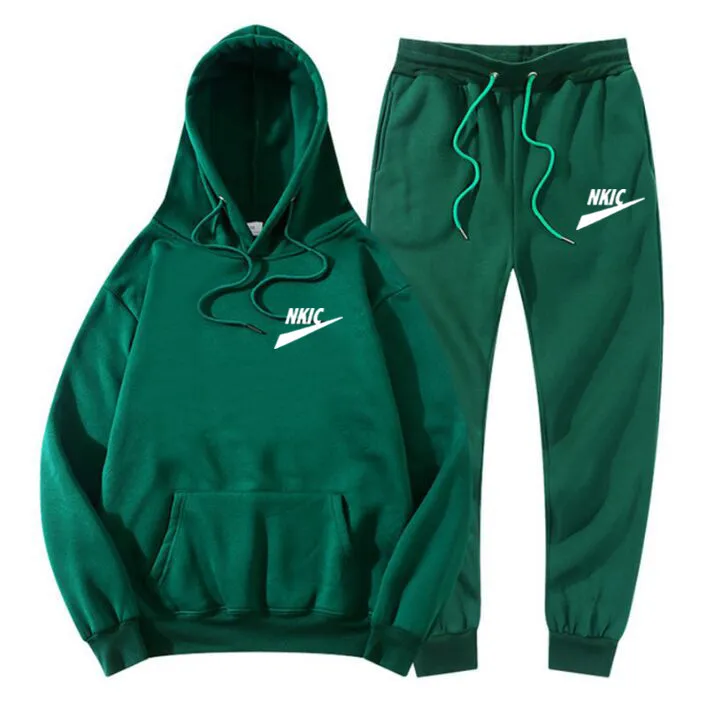 Survêtements hommes femmes vert ensembles printemps automne sweats à capuche pantalons 2 pièces ensemble course à capuche hommes marque sweat sport joggers survêtement costume mâle