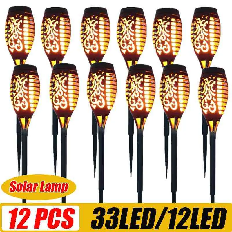 LED LED Solar Flame Torch Lights Outdoor Flashing Waterproof Solar LED Light Garden Terrace Decoration Landscape Lawn Lamp J220531