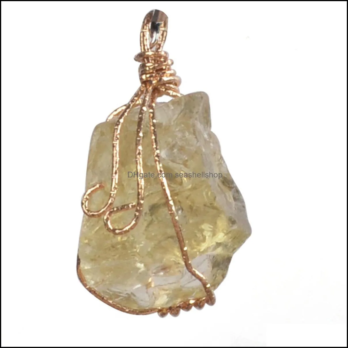 natural stone female pendant handmade color line wrapped original necklace amethyst pink quartz fashion simple