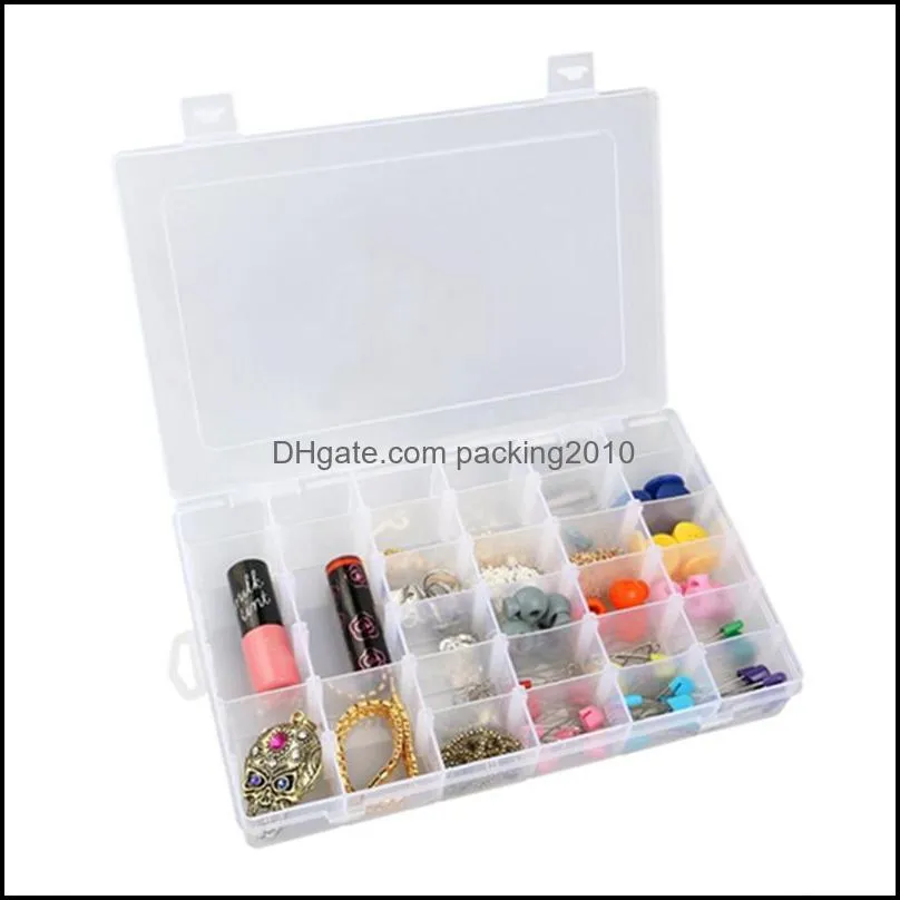 36 grids storage box clear bead container plastic jewelry organizer box storage container adjustable dividers jewelry organizer