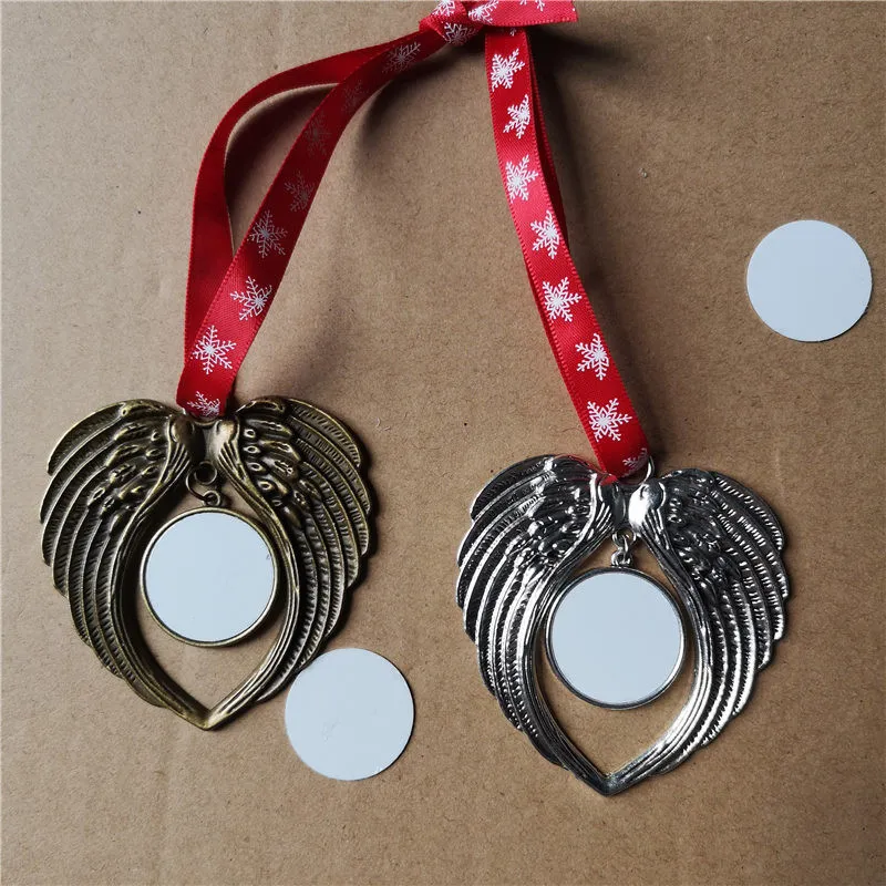 sublimation christmas ornament decorations angel wings shape blank hot transfer printing two-sided printing consumables factory price