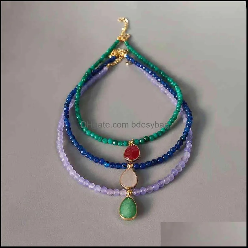 hand-made multi-faceted beads beaded necklace fashionable drop-shaped crystal pendant exquisite jewelry accessories gift