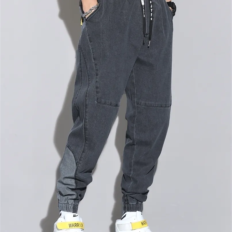 Primavera Verão Baggy Jeans Homens Denim Calças Hip Hop Streetwear Calças Pretas Harem Jean Calças Plus Size 6XL 7XL 8XL 220328