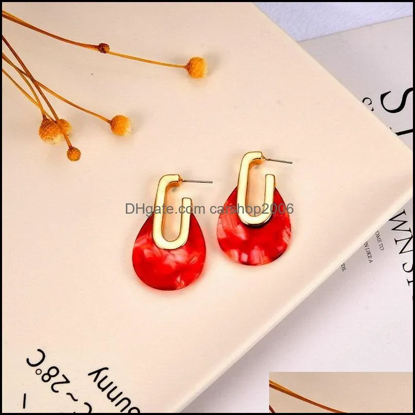 Fashion Resin Acetate Teardrop Hoop Earrings Women Chunky Statement Designer Jewelry Wholesale & Huggie