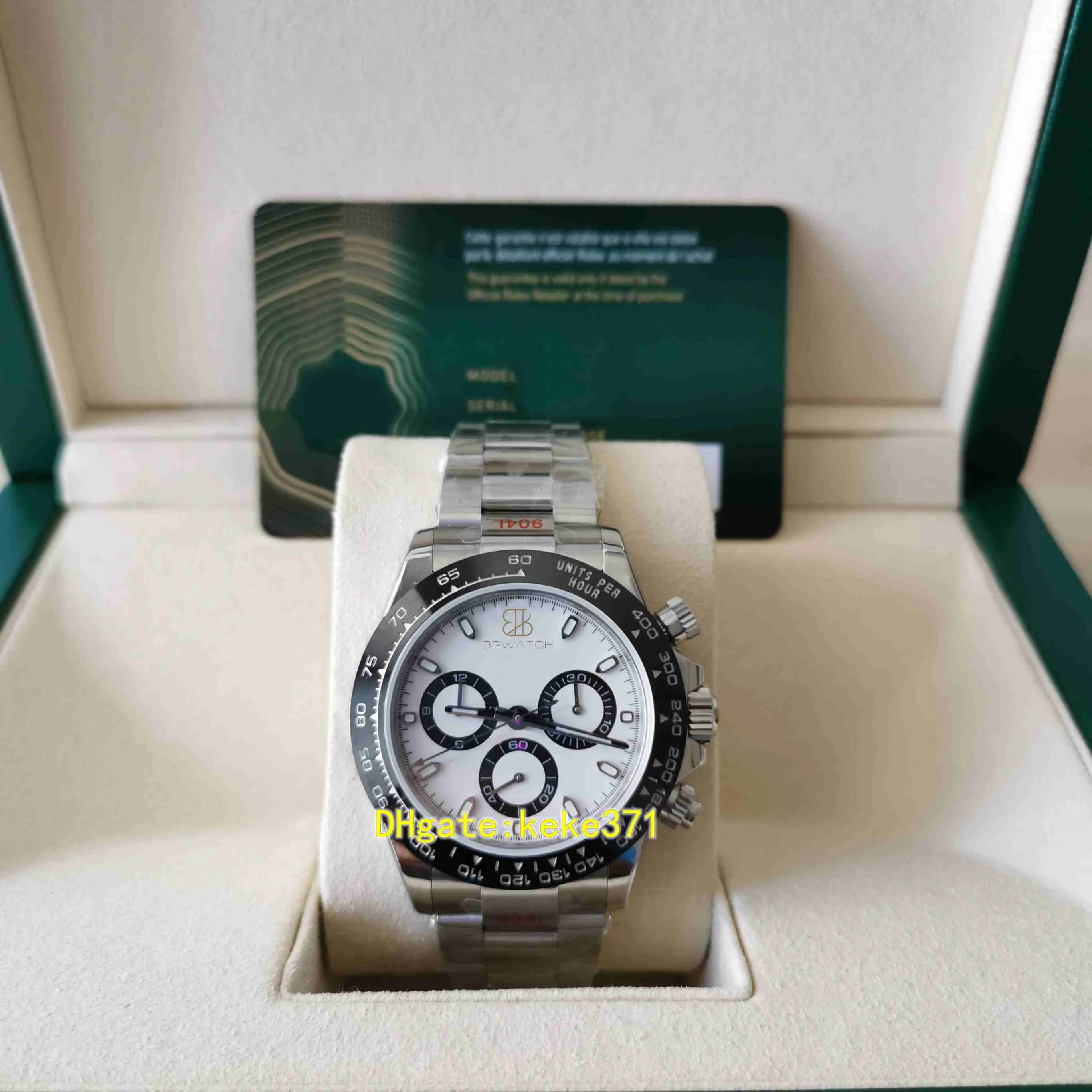 EWF MENS Titta på 12,5 mm Ultrathin 40mm Cosmograph 116500 Panda Chronograph Working Serie Number Card Luminova 7750 MEKANISKA Automatiska klockor Män armbandsur