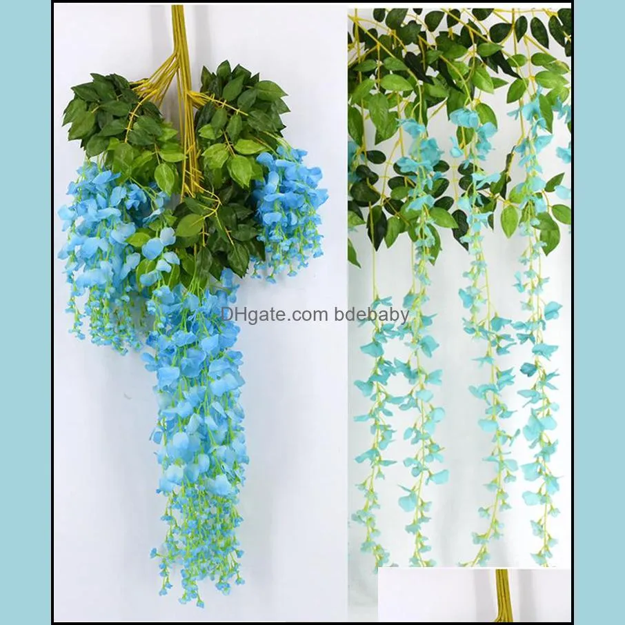 artificial silk wisteria flower wedding decor vines hanging rattan bride flowers garland for home garden wll596