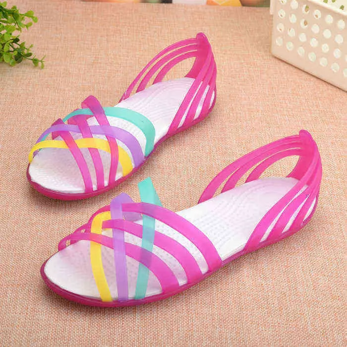 Bulk Cute Sandals For Women Women 2023 New Colorful Cross Straps Flat Comfortable Crystal Jelly Lady Shoes Beach Summer 220304 At Only 47.42 DHgate.Com