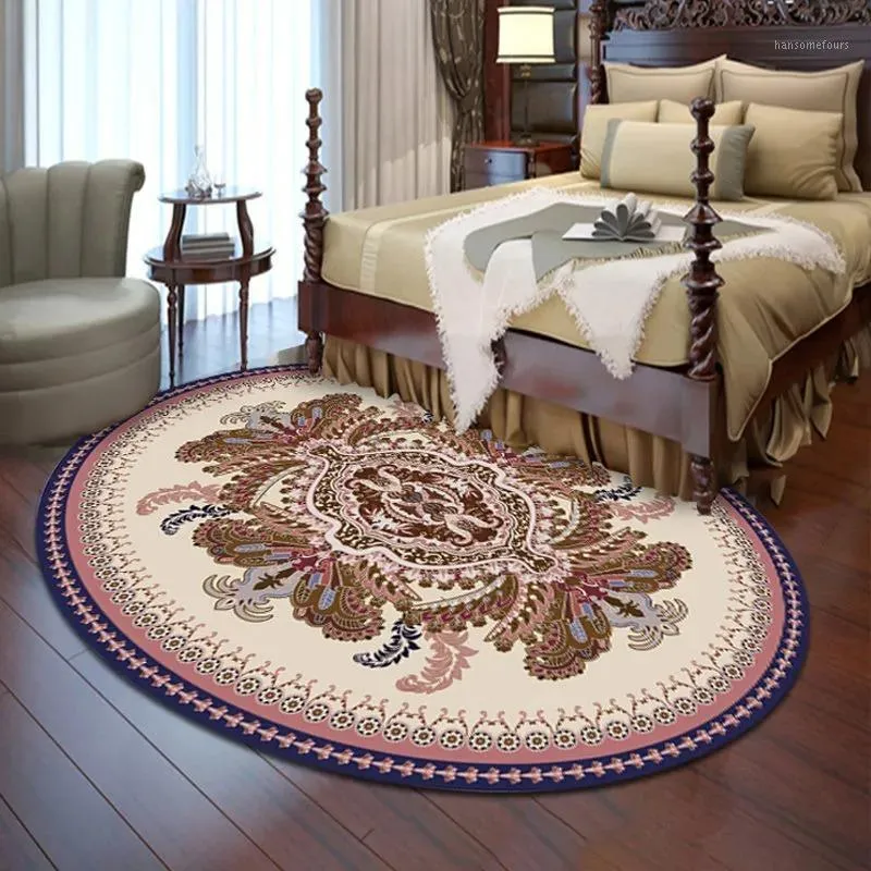 Mattor Europe Jacquard Rug Oval For Living Room Bedroom Decor Cotton Blomma mattan Tjock Hall Studie Golvmatta Anti Slip Tapis