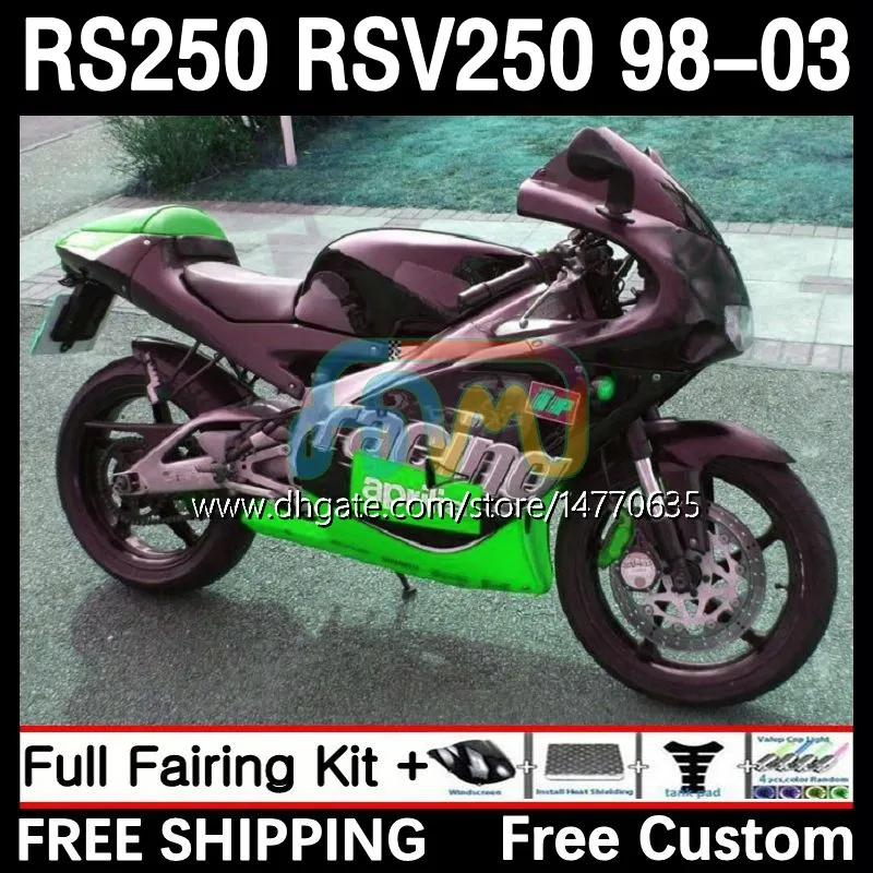 Fairings and Tank Cover for Aprilia RSV RS 250 RSV-250 RS-250 RSV250 98-03 4DH.156 RS250 RR RS250R 98 99 00 01 02 03 RSV250RR 1998 1999 2000 2001 2003 Body Stock Green