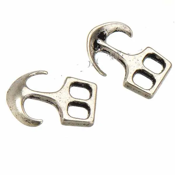 50pcs new diy fashion jewelry findings metal hooks vintage silver 2 holes anchor clasps for leather bracelets toggles 25*18mm