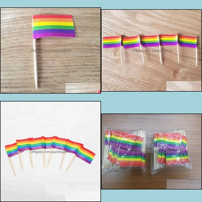 Flag Toothpick Lesbian Gay Pride LGBT Flag Banner Cooktail Sticks Picks