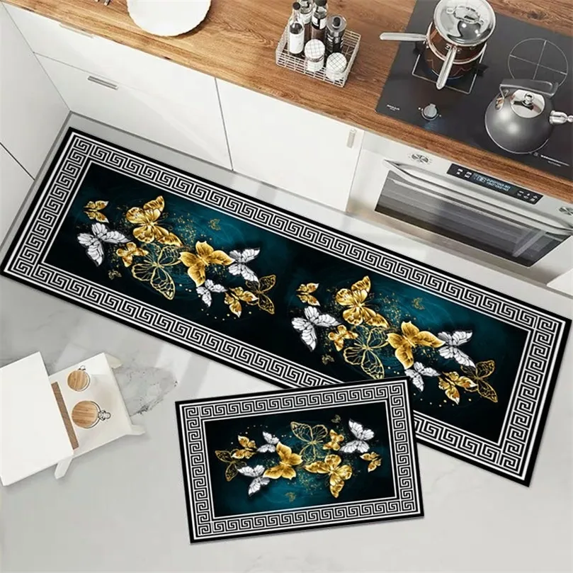 Style de luxe 3D cuisine tapis de sol ménage longue bande chambre tapis entrée paillasson moderne décor à la maison salle de bain tapis de sol 220401