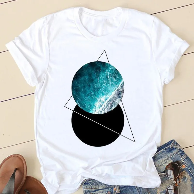 Vrouwen t-shirts ruimte casual tee schattige cartoon kleding lente zomer vrouwelijke abstracte dames met korte mouwen mode grafisch