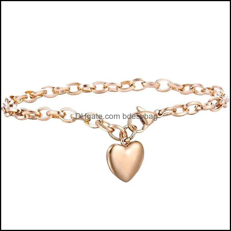 heart bracelet womens stainless steel couple bracelets woman accessories rose gold chain on hand fahion jewelry 2021 charm