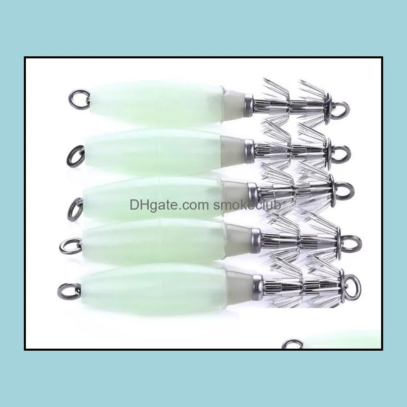 10PCS 10cm/15g 3.93in/0.52oz 7color Squid hooks Octopus hook cuttle hooks florescent light Glow in dark High quality!